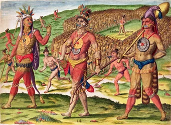 Los soldados de Outina marchando para cortar a sus enemigos en pedazos, de 